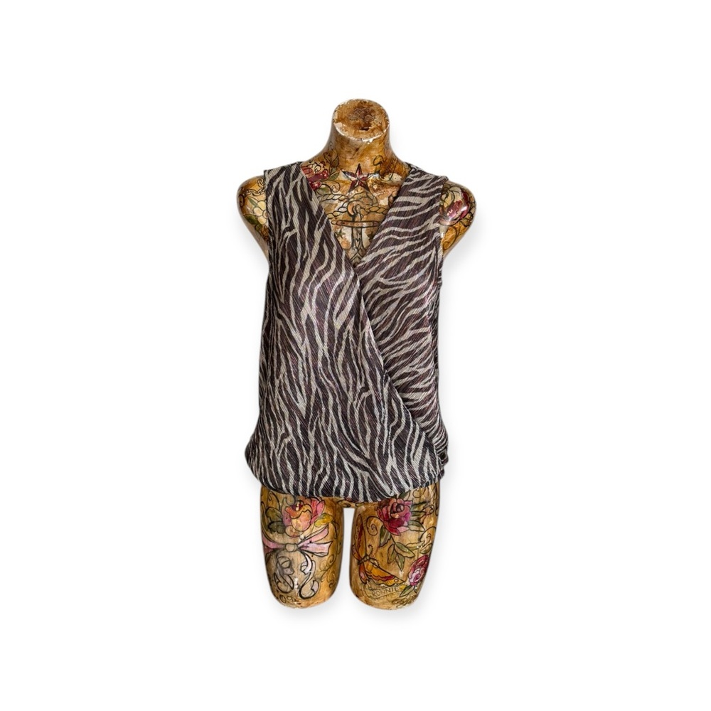 eri + ali Anthropologie top sleeveless brown medium cheetah pattern medium